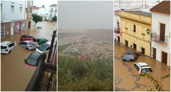 Imaginile dezastrului în provincia Huelva din Spania. Ploile torențiale au făcut prăpăd în Isla Cristina, Ayamonte și Lepe