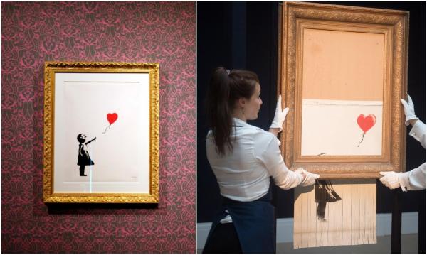 ''Girl with Balloon'', celebra lucrare a lui Banksy care s-a autodistrus în direct, scoasă din nou la licitaţie pentru o sumă de patru ori mai mare