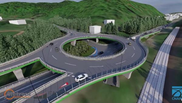 Au fost făcute publice primele imagini cu proiectul primului pasaj rutier de pe Valea Prahovei. Sens giratoriu suspendat pe DN1, Predeal - Râșnov