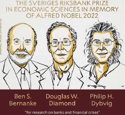 Premiul Nobel pentru Economie 2022. Ben Bernanke, Douglas Diamond şi Philip Dybvig premiați pentru lucrări cu privire la crize financiare şi bănci