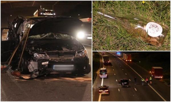 Șofer ucrainean rupt de beat, prăpăd cu mașina după ce a izbit o dubă românească, în Belgia. Bărbatul a continuat să bea și după accident