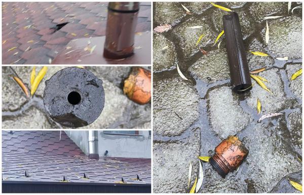 O bucată desprinsă dintr-o rachetă antigrindină a lovit acoperişul unei case