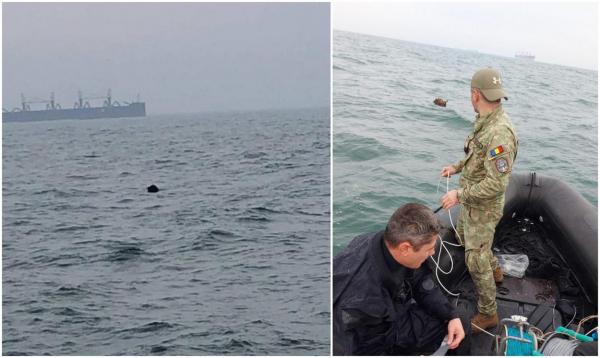 Mină marină în derivă, descoperită în apropierea Portului Constanţa. Un cargou turcesc a alertat autorităţile române, iar mina a fost distrusă de scafandri militari