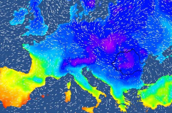 Harta temperaturilor în Europa