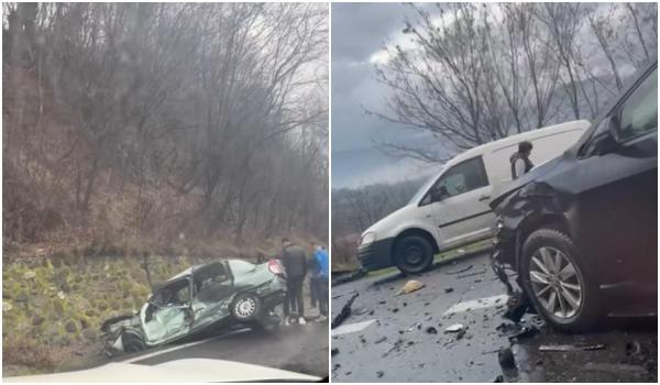 Accident cu 8 victime, în Ajun de Crăciun, la Câineni. Au fost implicate patru mașini