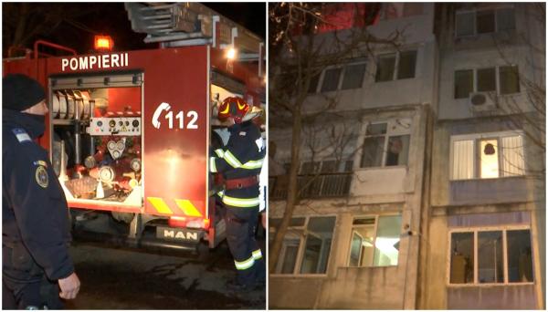 Explozie puternică, neurmată de incendiu într-un bloc din Craiova. O bătrână a suferit arsuri de gradul II şi III