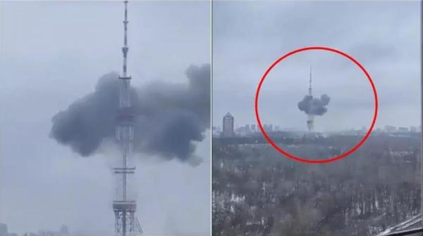 Ruşii au bombardat turnul radio/TV din Kiev. Armata rusă anunţase cu doar câteva ore înainte ce obiective din capitala Ucrainei sunt vizate de rachete - VIDEO