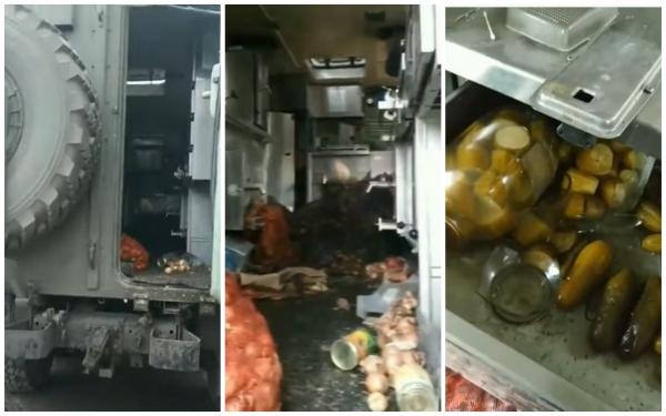 Dieta de groază a soldaţilor ruşi aflaţi pe front. Ce au găsit ucrainenii într-o bucătărie mobilă abandonată de inamici