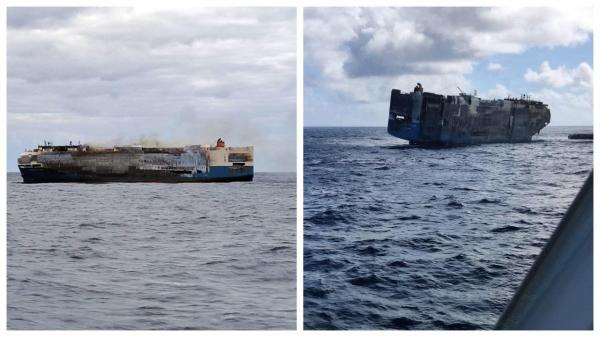 Nava transporta 4.000 de maşini de lux şi s-a scufundat în Oceanul Atlantic