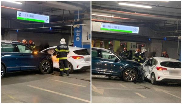 Accident cu cinci maşini în parcarea unui mall din sectorul 6