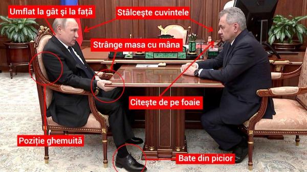 Conducerea ”bolnavă” a Rusiei la aceeași masă. Indiciile care ridică multe semne de întrebare despre Putin și Șoigu