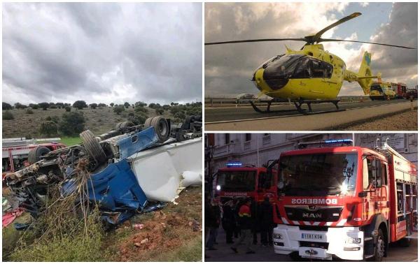 Şofer român de TIR, strivit de propria cabină, după ce s-a răsturnat în urma unui cumplit accident rutier în Spania