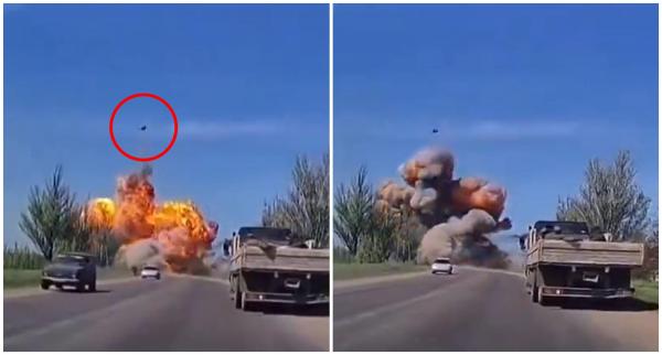 Momentul în care un tanc rusesc explodează. Turela sare în aer la 80 de metri