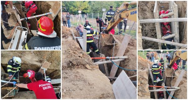 Un bărbat din Satu Mare, îngropat de viu sub un mal de pământ, la patru metri adâncime.