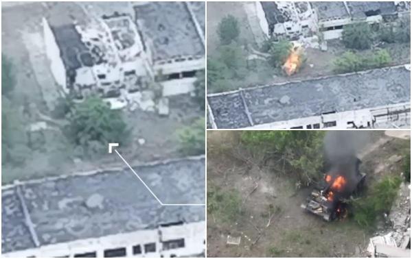 Momentul în care tunul autopropulsat „Lalea” al Rusiei este distrus de armata ucraineană