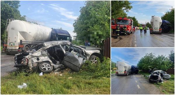 Familie spulberată de cisternă pe un drum din Bacău, după ce tatăl a intrat cu mașina pe contrasens. Părinții au murit pe loc, fiica de 18 ani este singurul supraviețuitor
