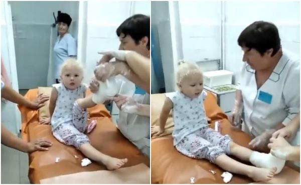 O fetiţă de 7 ani din Ucraina cântă imnul ţării pe patul de spital