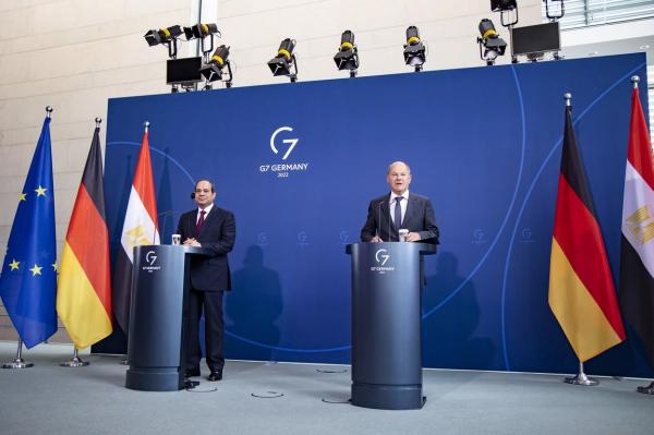 Președintele Egiptului și cancelarul Germaniei.