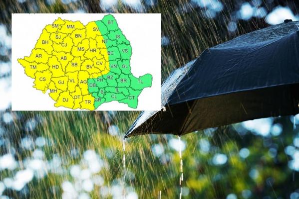 METEO. România, între cod galben de ploi şi vijelii şi caniculă. Zile de foc spre sfârşitul săptămânii