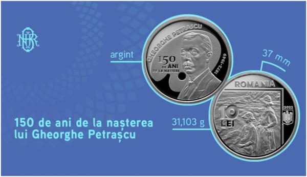 BNR lansează o monedă din argint cu tema "150 de ani de la naşterea lui Gheorghe Petraşcu"