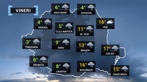 Vremea 20 ianuarie. Temperaturile încep să scadă în aproape toată țara, excepție sud-estul țării