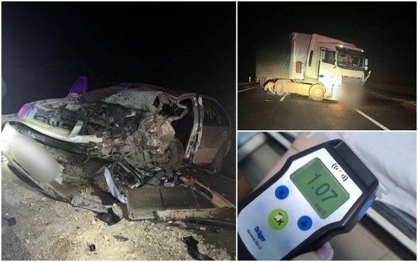 "Îmi pare rău de copilul nevinovat". O mamă s-a urcat beată la volan, cu fiica de 12 ani alături. Femeia s-a înfipt cu mașina într-un TIR, pe un drum din Moldova