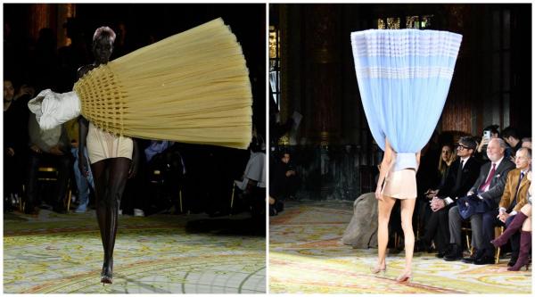 Rochii cu susul în jos sau purtate lateral. Viktor & Rolf au dat moda peste cap la defilarea de la Paris