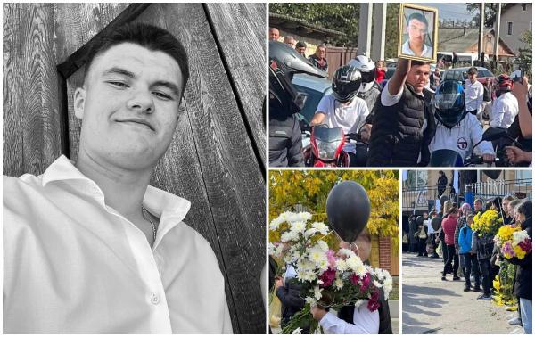 "La revedere, scumpul nostru prieten". Îmbrăcat în straie de mire, Adrian a fost condus pe ultimul drum de o întreagă comunitate. A murit la doar 18 ani într-un accident