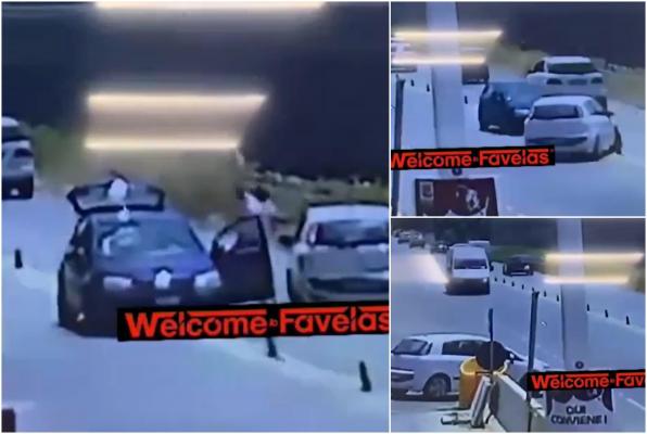 Momentul în care un bărbat este atacat cu o bară de metal de şoferul unui Renault, în Siracuza. O manevră a pus viaţa în pericol amândurora