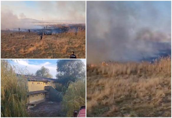 Incendiu puternic în Tulcea. Peste 10 hectare de teren au fost înghiţite de flăcări