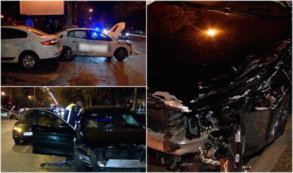 Carambol cu cinci maşini, în Capitală. Două persoane, rănite după ce un tânăr șofer ar fi vrut să depăşească o altă maşină și a pierdut controlul volanului