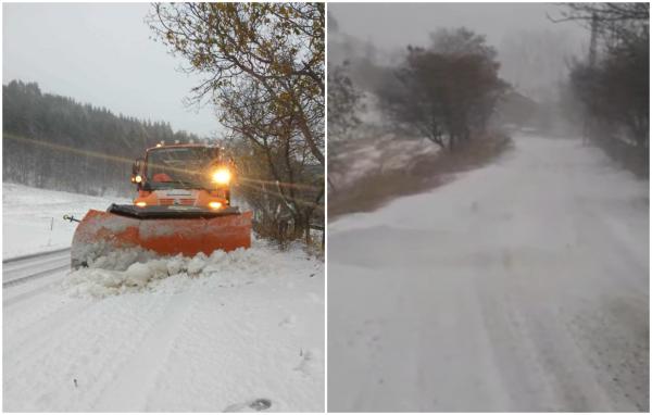 Stratul de zăpadă a depăşit 10 centimetri în Buzău. Mai multe maşini au rămas înzăpezite