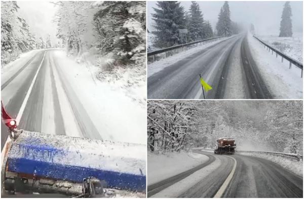 "Intervenim cu toate utilajele disponibile". Ninsori puternice pe drumuri din două judeţe. Anunţul făcut de DRDP Braşov