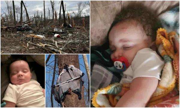 "E aici prin harul lui Dumnezeu". Un bebeluş de 4 luni a supravieţuit miraculos, după ce a fost "aspirat" de o tornadă, în SUA: a fost găsit într-un copac, cu o zgârietură