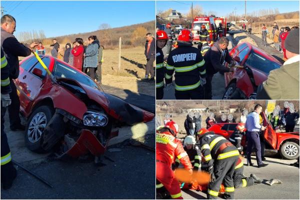 Femeie moartă după ce un şofer de 76 de ani a intrat cu maşina într-un cap de pod, în Vâlcea. A fost chemat elicopterul SMURD