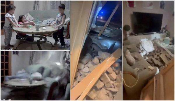 Un șofer spulberă cu Audi peretele casei și ajunge în sufrageria unei familii. Cu câteva minute înainte, 3 copii se jucau în camera făcută praf de bolid, în Germania