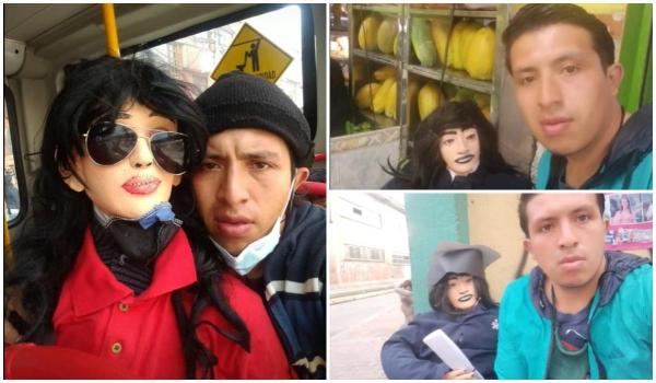 Un columbian, logodit cu o păpușă din cârpe