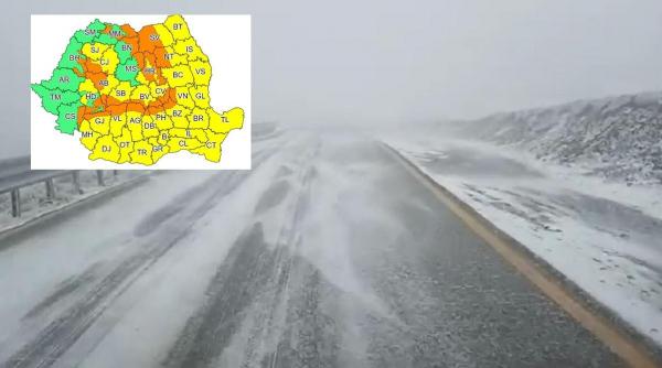 Meteo: Alerte cod galben și portocaliu emise de ANM în aproape toată țara. Vreme severă în București și 37 de județe, până mâine dimineață
