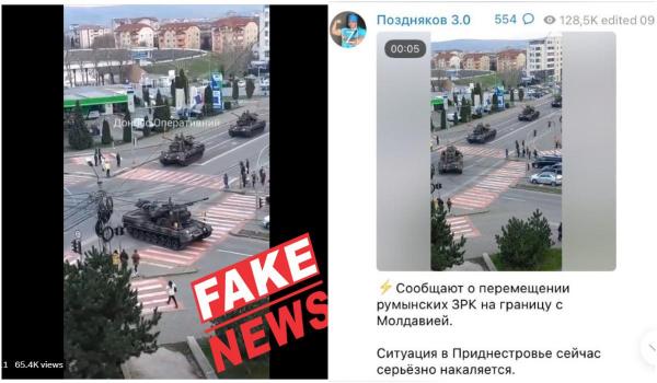 Imaginile cu sisteme anti-aeriene ale armatei române care s-ar îndrepta spre Moldova, sunt false, avertizează MApN. Şi ruşii susţin că e vorba de un fake news