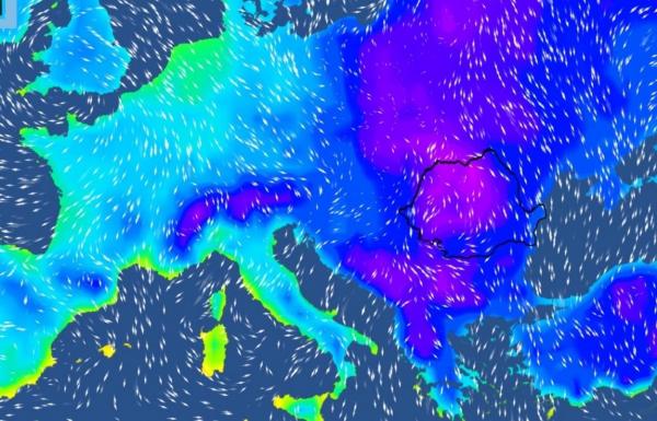 Harta temperaturilor în Europa