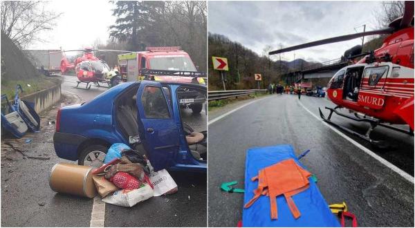 Una dintre victime, preluată de un elicopter SMURD