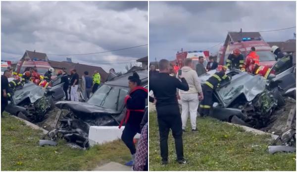 Accident cumplit cu 7 victime în Gorj. Un şofer a intrat pe contrasens şi a izbit puternic două maşini