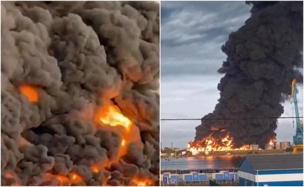 Incendiu puternic la un rezervor de stocare a combustibilului