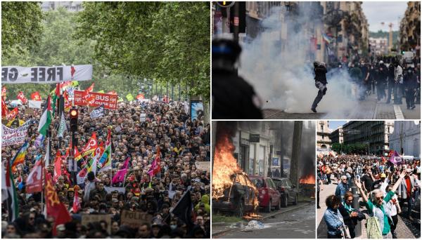 Ciocniri violente între protestatarii francezi şi poliţişti. Manifestanţii din Paris, monitorizaţi cu drone