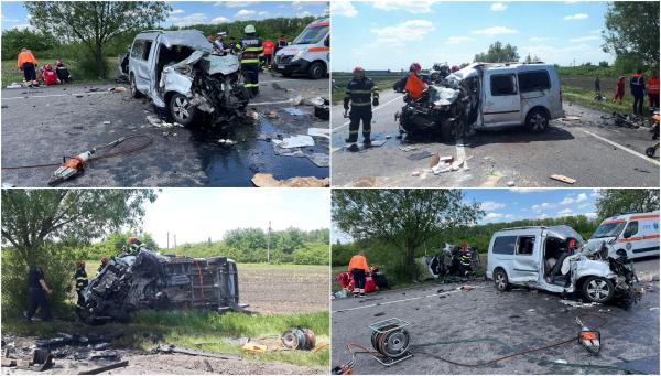 Trei oameni, printre care un copil, şi-au pierdut viaţa într-un accident accident teribil cu două mașini și un TIR. Planul roşu, activat în Neamţ