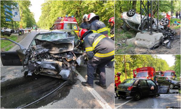 Trei bărbaţi morţi după ce două maşini s-au izbit cu viteză, pe un drum din Sibiu. Băiat de 15 ani, salvat după ce a intrat în stop cardiac