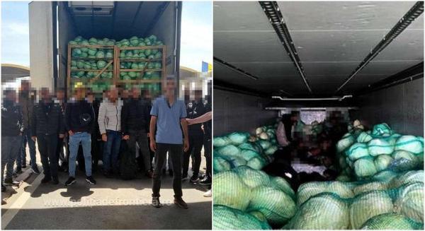 Descoperire neașteptată la vama Giurgiu. 28 de cetăţeni sirieni, găsiți ascunşi într-un camion care transporta varză