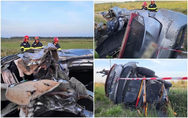 Şi-au găsit sfârşitul pe bancheta din spate. Două persoane au murit, după ce mașina în care erau s-a răsturnat pe o şosea din Giurgiu