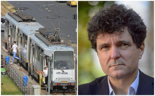Nicuşor Dan, într-un tramvai fără aer condiţionat prin centrul Capitalei. Uneori, instalaţia nu există ori nu e pornită de şoferii STB: "Este o anchetă internă"