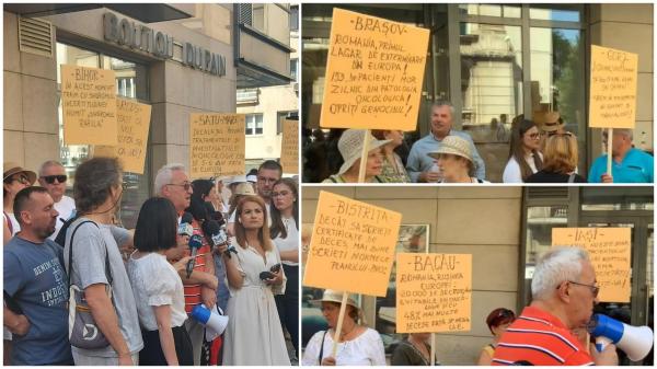Protest al bolnavilor de cancer în fața Ministerului Sănătății